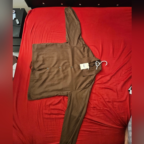 Mfpen Practice jacket Brown Tencel size L - Picture 1 of 4